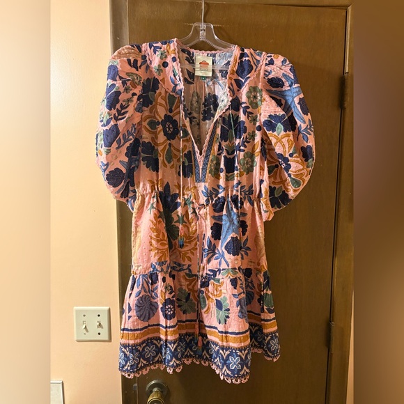 Farm Rio Seashell Tapestry Short Sleeve Mini Dress - Picture 4 of 11